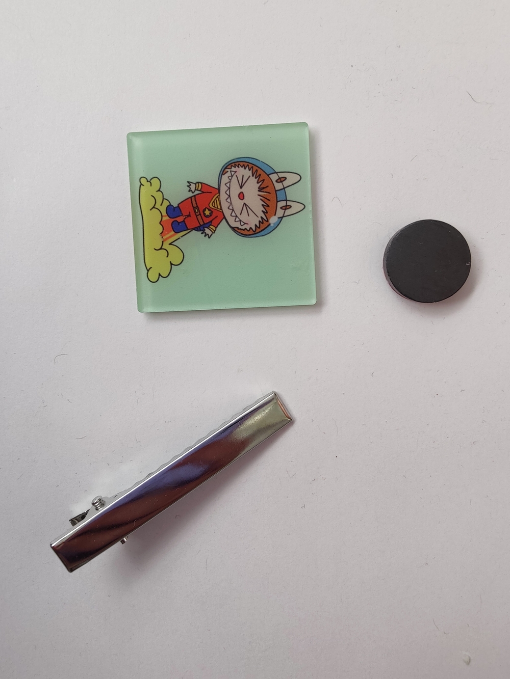 Custom Handmade Character Magnet or Hair Clip- Labubu Green